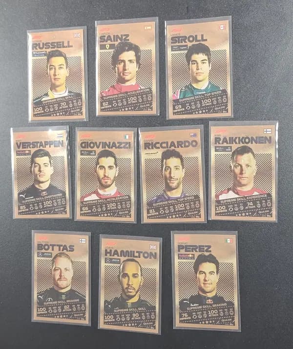 Set of 10 gold cards from Topps Turbo Attax TCG 2021