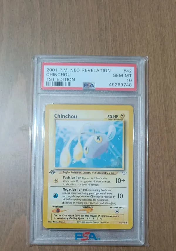 Chinchou 1st edition Neo Revelation Psa 10