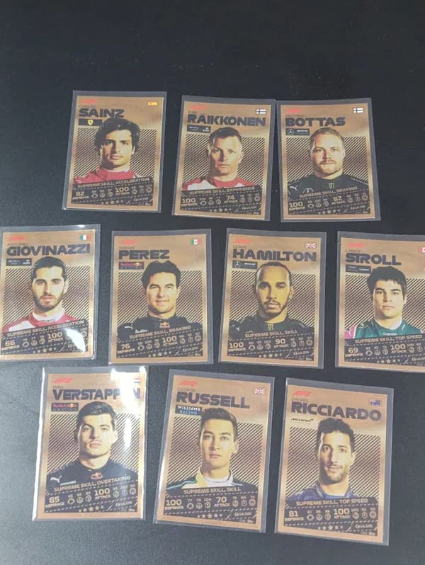Lot of 10 F1 gold cards 2021 Topps